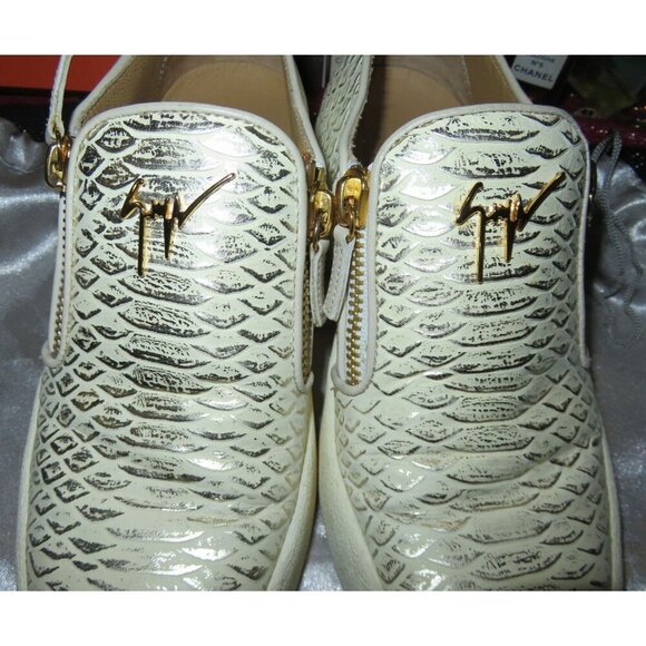 Giuseppe Zanotti Python Embossed Italian Leather Devon Skate Shoes Sneakers 39 8 - Picture 3 of 9